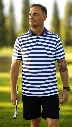 Custom Apparel Mens Golf Shirt | Striped | Navy