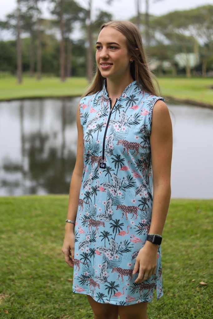 [CADTTS] Custom Apparel Womens Dress | Funky (Tropical Turquoise, S)