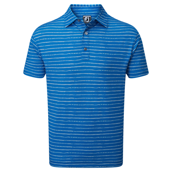 [88385M] FOOTJOY MENS GOLF SHIRTS | CHALK LINE PRINT PIQUE | ROYAL BLUE (M)