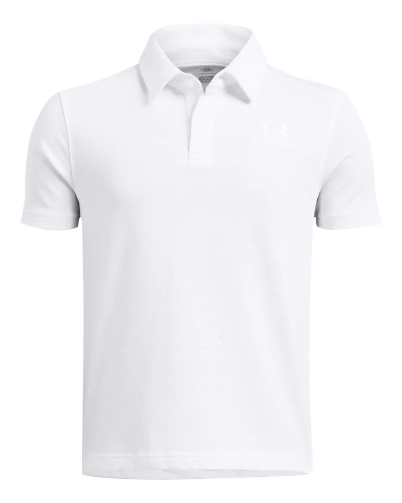 [1387073100S] Under Armour Boys Golf Shirt | Icon | White (S)