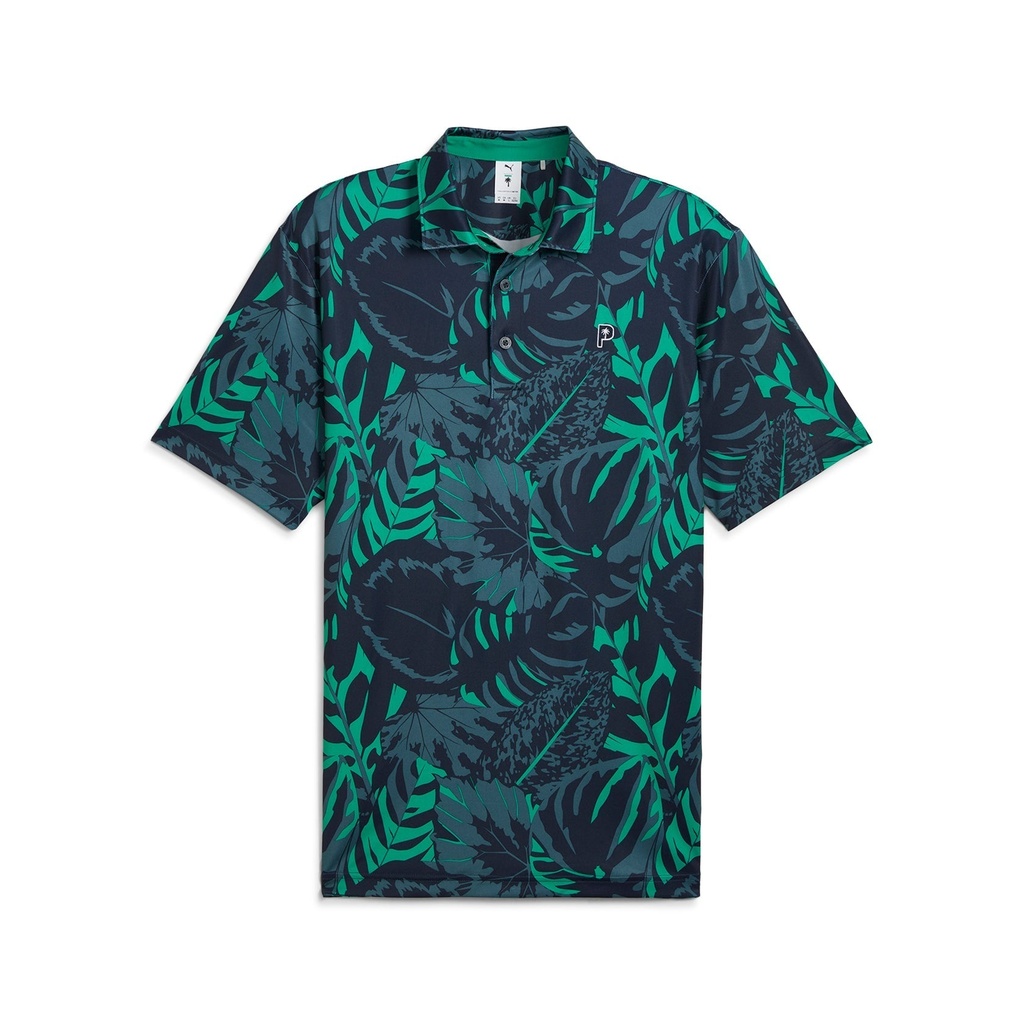[62683201S] Puma Mens Golf Shirt | PTC Pam Glitch | Green-Navy (S)