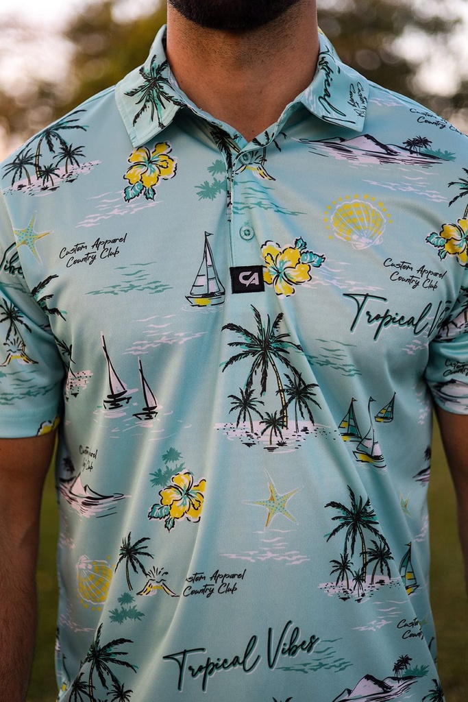 [CAMFGSTVS] Custom Apparel Mens Funky Golf Shirt | Tropical Vibes (S)