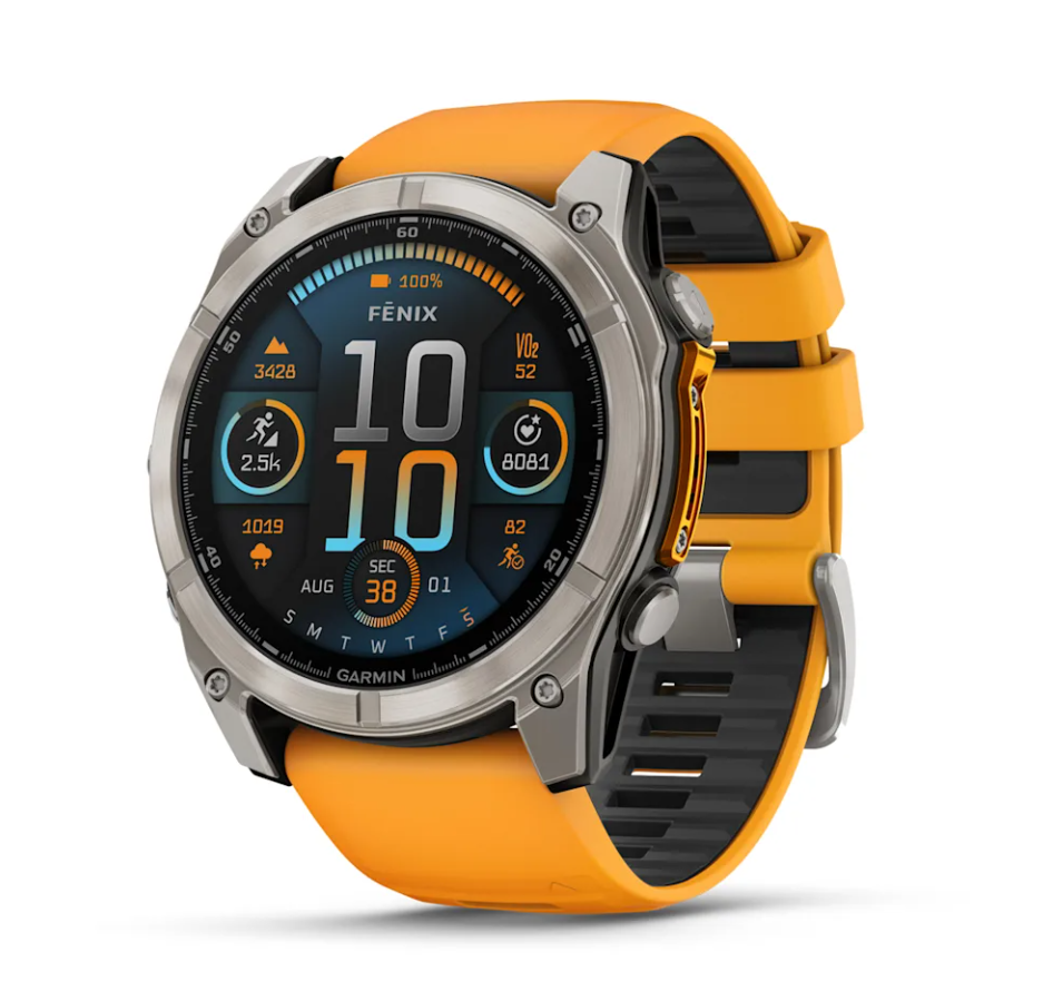 [010-02905-12] Garmin Fenix 8 Watch | 51mm | AMOLED Spark Orange-Graphite Band