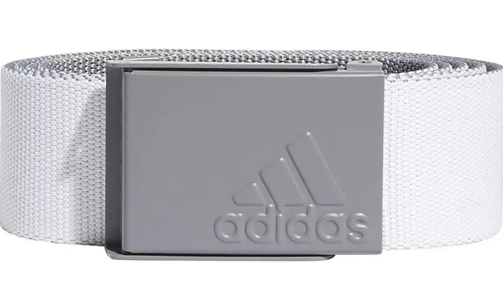 [IQ2909] Adidas Mens Golf Belt | Reversible Webbing | Grey-White OSFA
