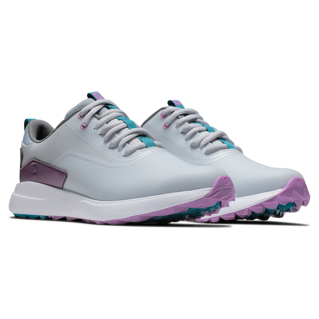 [99204075W] Footjoy Womens Golf Shoes | Performa | White-Blue-Pink 3d (UK5.5)