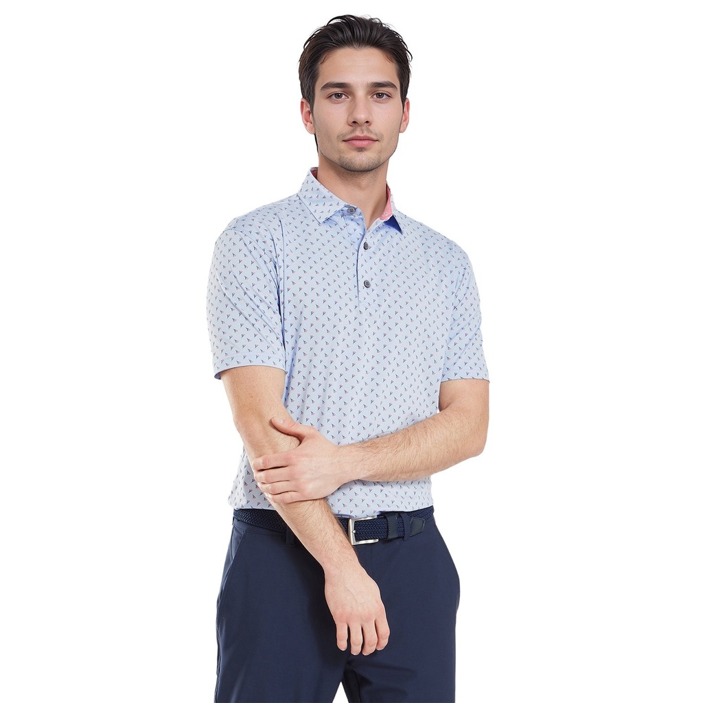 [34064S] Footjoy Mens Golf Shirt | EU Flower Bud Foulard | Skyway (S)